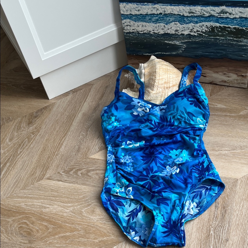 SUMMER SALE - Blue Floral Women's One Piece Swimsuit